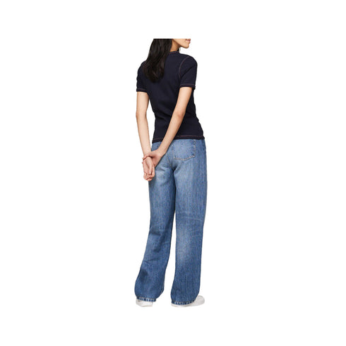 Tommy Hilfiger T-shirt T-shirt Donna impunture a contrasto Blu - Francavilla Moda